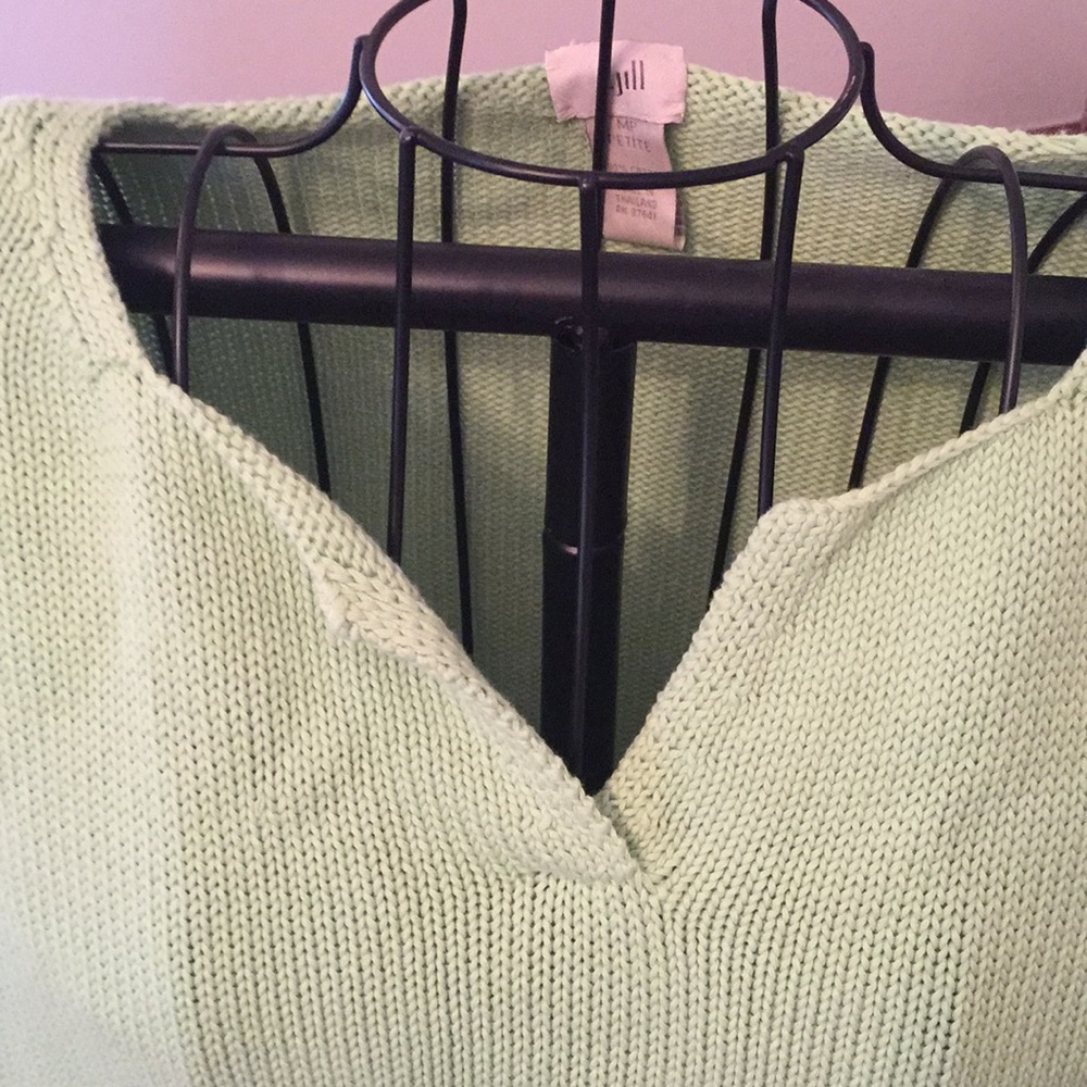 J. Jill Seafoam Sweater Rolled Hem V-Neck size MP - Picture 2 of 6